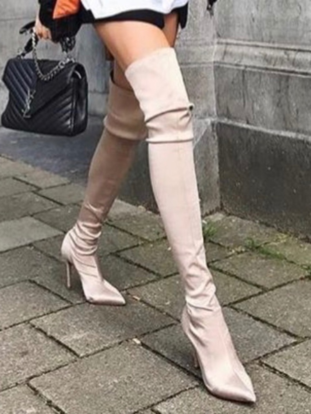 Tony Bianco Dene Thigh-high Boots Blonde Stretch Satin
